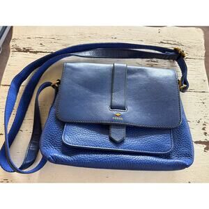 Fossil Pebbled Blue Crossbody